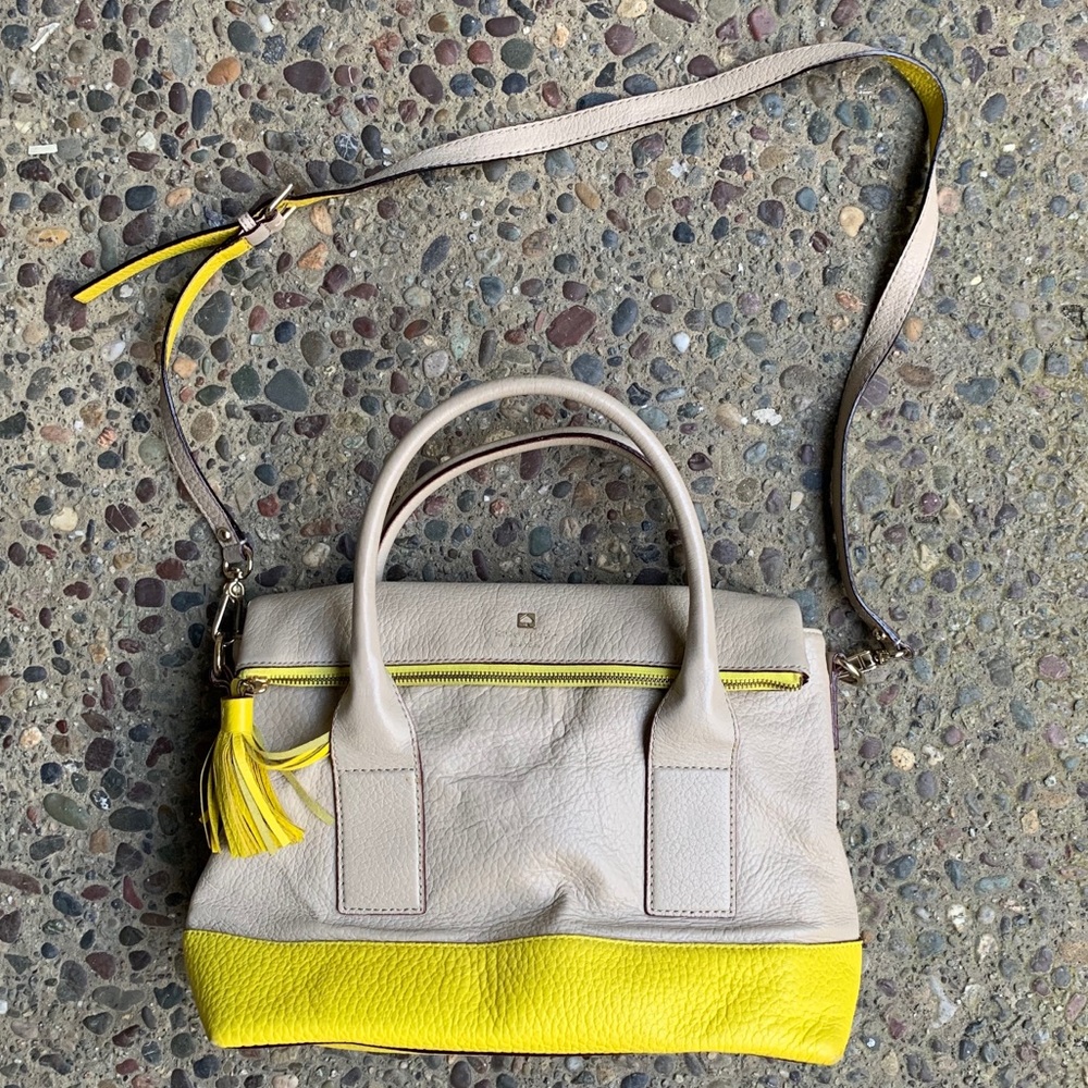Kate Spade satchel with yellow trim